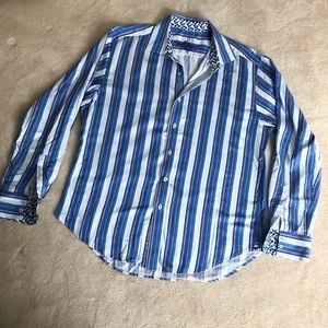 Robert Graham blue striped shirt